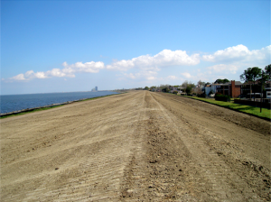 Recent upgrades that raised the height of this earthen levee increased protection against storm surge in the New Orleans area.