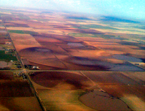 Playa lakes in west Texas fill up after a heavy spring rain.