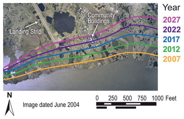 Projected Coastal Erosion, 2007 to 2027 Newtok, Western Alaska