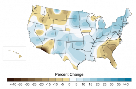 Observed Changes in Annual Average Precipitation 1958-2008
